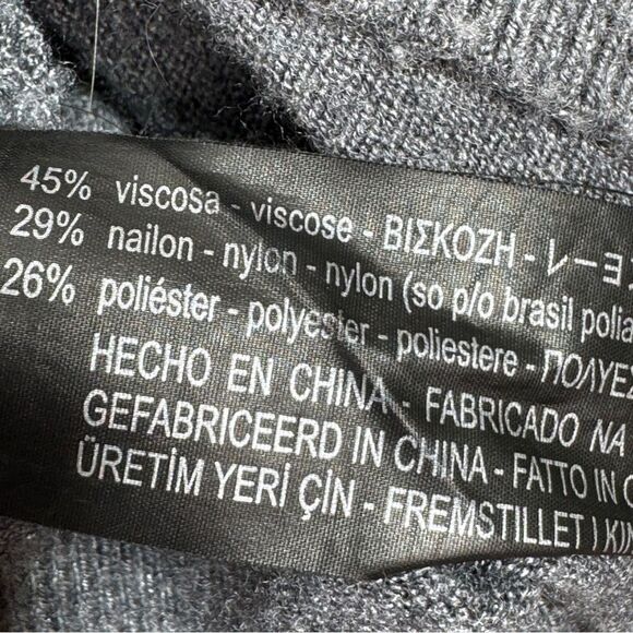 Zara Ruffle Trim Sides V Neck Sweater Grey Medium Dolman Sleeve - Picture 13 of 15